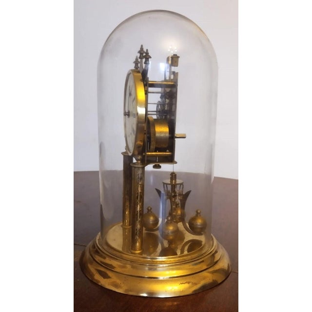 Antique Yearly Clock with Glass Dome For Sale - Image 3 of 8
