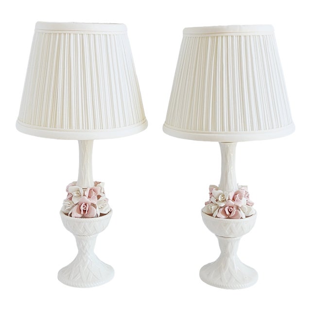 Vintage Porcelain Capodimonte Style Porcelain Table Lamps-a Pair For Sale