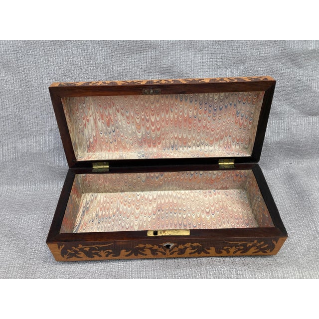 Early 20th Century Marquetry Writing Glove Box For Sale - Image 12 of 17