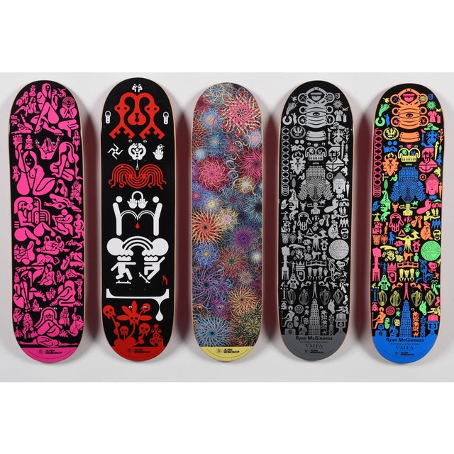 (New York, born 1972) Skateboards, produced by Alien Workshop, offset lithographs on skateboard decks, each 8-1/2 x 32...