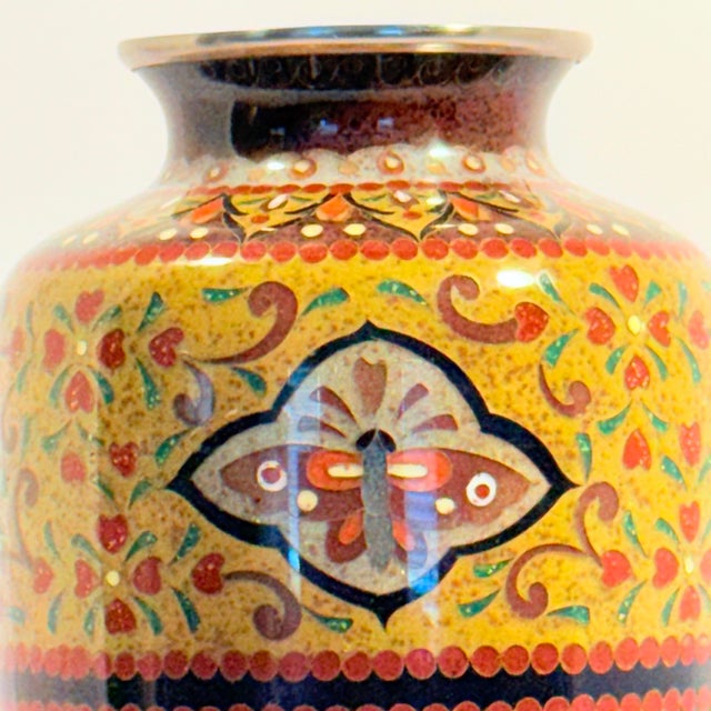 Early 20th Century Antique Japanese Meiji Cloisonné Vase With Phoenix & Dragon Panels – Sato Mark. For Sale - Image 5 of 14
