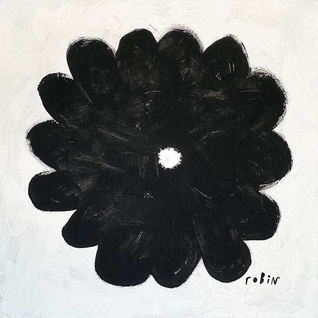 Flower Four. Black & White Painting by Robin Zingone. For Sale
