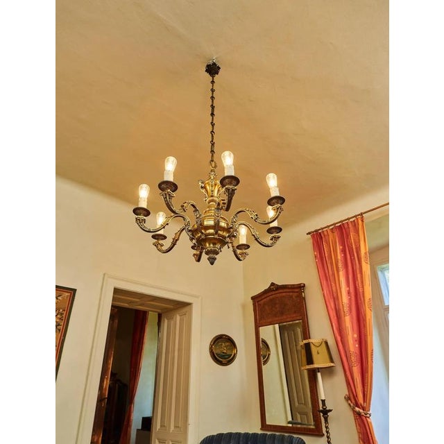 A representative eight-armed chandelier in the mazarin style, of french origin, from the second half of the 19th century...