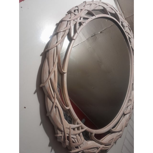 Traditional Carolina Mirror Co Vintage Serge Roche Style Regency Palm Leaf Mirror For Sale - Image 3 of 4