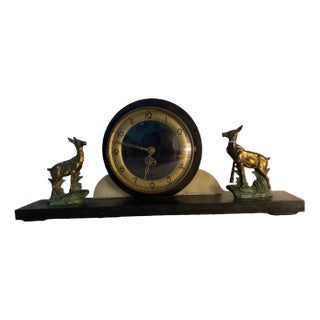 Art Deco Marble, Bronze and Brass Clock on a Chest of Drawers, 1930s For Sale