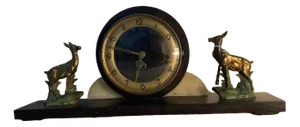Art Deco Marble, Bronze and Brass Clock on a Chest of Drawers, 1930s