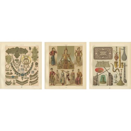 Late 19th Century Asian Costume & Decorative Arts Lithographs, Paris, 1888, Set of 3 For Sale - Image 5 of 9