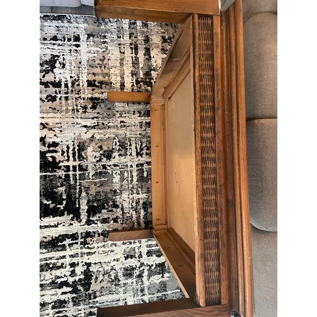 1980s Vintage Asian Modern 38" Square Hardwood & Rattan Coffee Table For Sale - Image 5 of 5