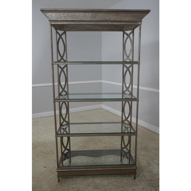 Silver Finish Decorative Iron & Steel Curio Shelf For Sale - Image 9 of 11