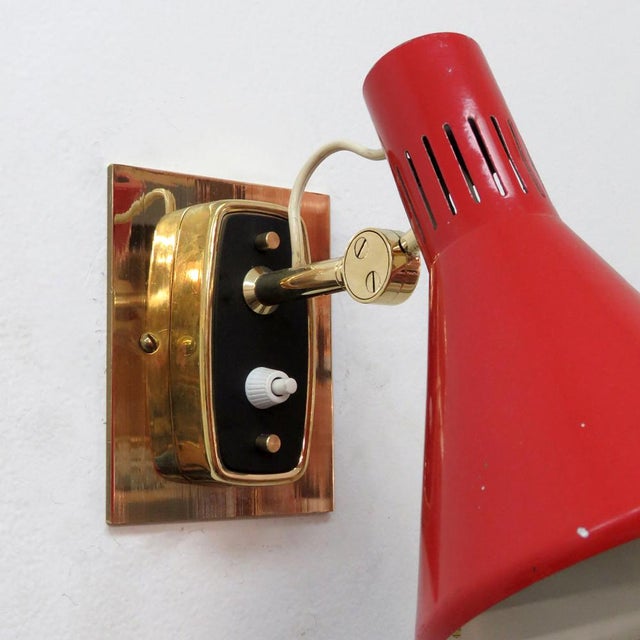 Metal Pair of Italian Wall Lights Model 2085 by Stilnovo, 1950 For Sale - Image 7 of 10