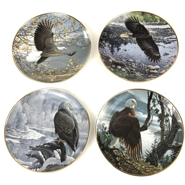 1990s 1990s Collectible Porcelain Printed Bald Eagle Series Plate For Sale - Image 5 of 7