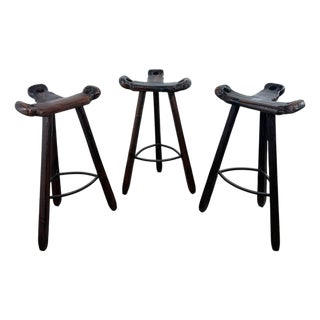 Vintage Brutalist Spanish Marbella Stools, 1970s, Set of 3 For Sale