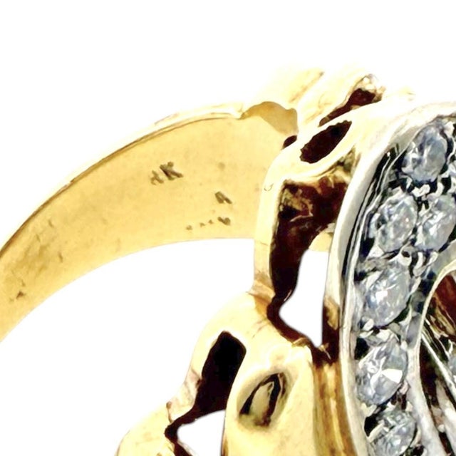 Late 20th Century Vintage 18k Gold Diamond Cocktail Ring, Size 7 For Sale - Image 5 of 6