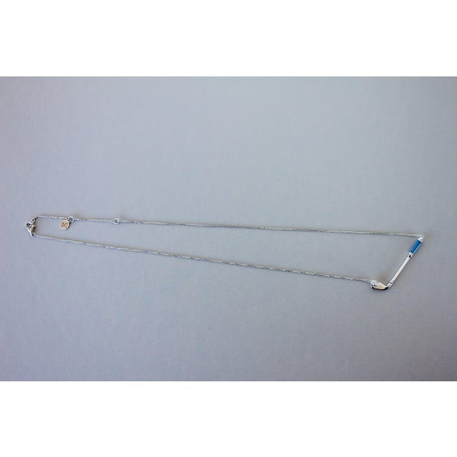 Diamond Blue Agate Golf Club Birdie Jewelry 18 Karat White Gold Charm Pendant Necklace * 18K White Gold * Blue Agate...