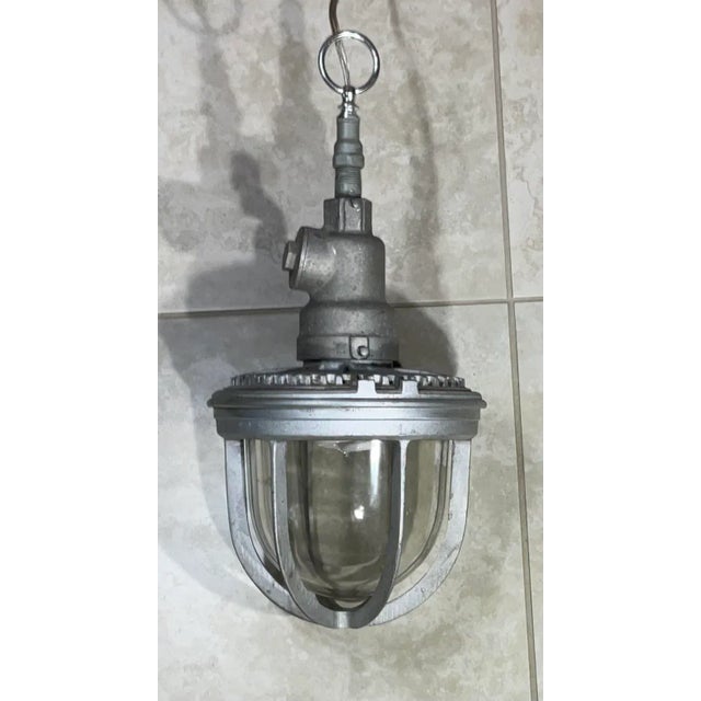 1960s Industrial Pressed Aluminum Pendant Light For Sale - Image 5 of 9