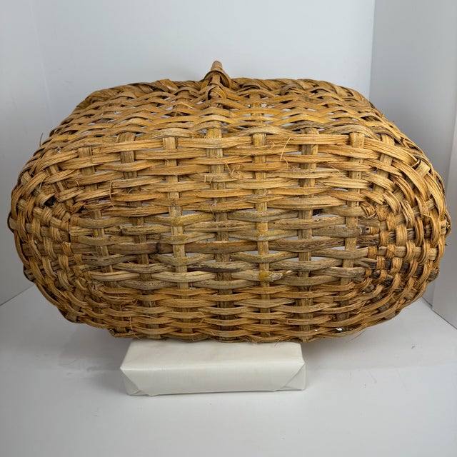 Vintage Oval Split Wood Gathering Basket For Sale - Image 16 of 17