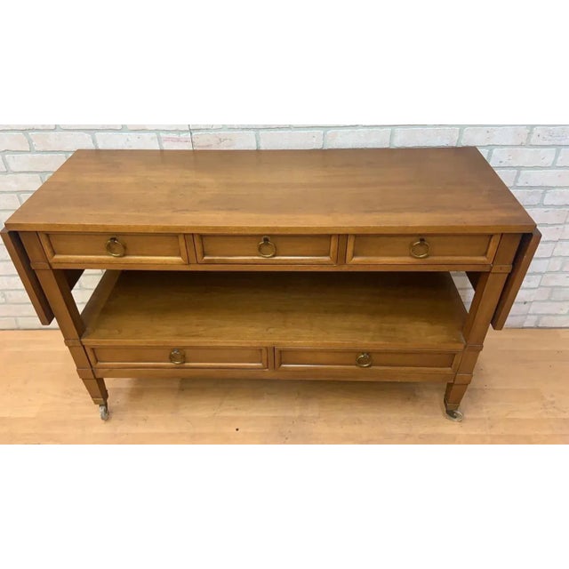 Traditional Drop Leaf Rolling Bar Server With Drawers by Sligh Furniture Elegant rolling server by Sligh Furniture...