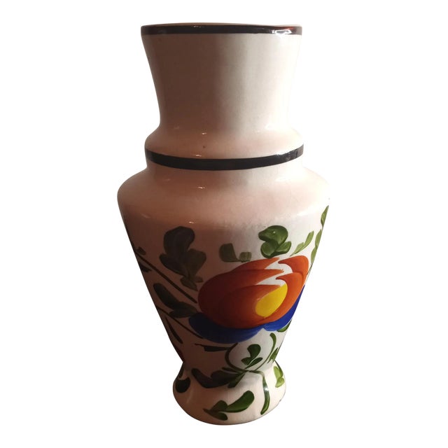 1970s Hand Painted Ceramic Vase For Sale