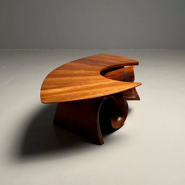 Auburn Peter Michael Adams, Mid-Century, Sculptural Coffee Table, Walnut, Usa, 1970s For Sale - Image 8 of 12