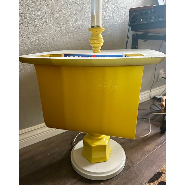 Vintage Italian Table Lamp W/Original Shade & Slot for Books / Media: Brady Bunch Mod Style For Sale - Image 10 of 16