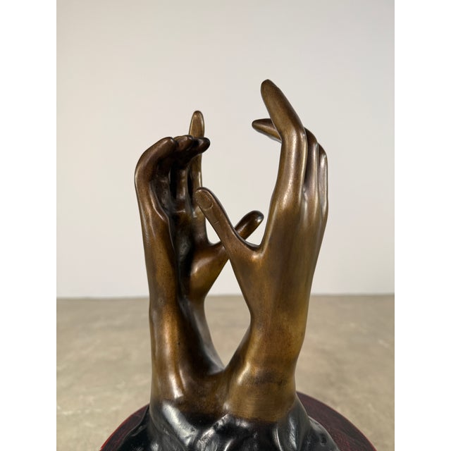 Late 20th Century Rodin “The Cathedral” Bronze Sculpture – Intertwined Hands Study, 12” H For Sale - Image 5 of 11