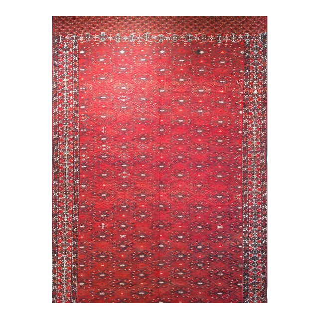 Vintage Turkmen Yomut Soumak Tribal Rug, Handwoven Wool, Allover Geometric Pattern, 6x12 For Sale