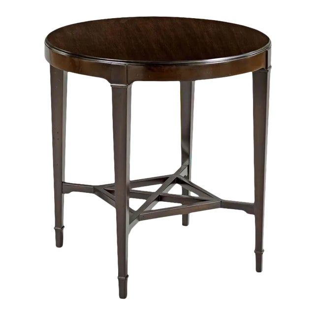 Addison Round Lamp Table in Ebony For Sale