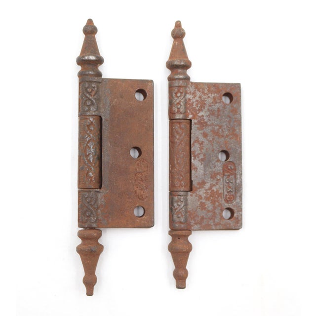 Pair of Antique Victorian 2.5 X 3 In. Cast Iron Door Hinges For Sale - Image 4 of 4