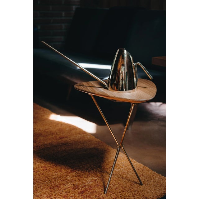 Mid-Century Modern Carl Auböck Model #3642 Brass and Oak Table For Sale - Image 3 of 12