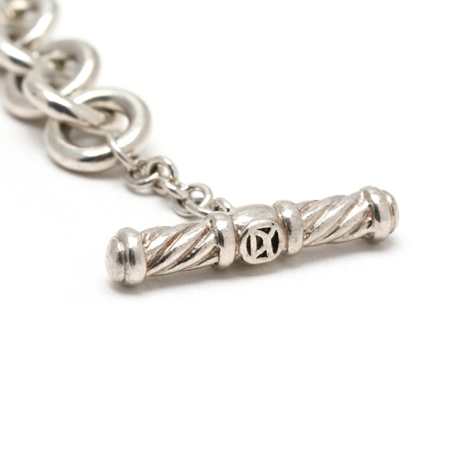 Modern David Yurman Diamond Classic Cable Heart Charm Bracelet, Sterling Silver For Sale - Image 3 of 4