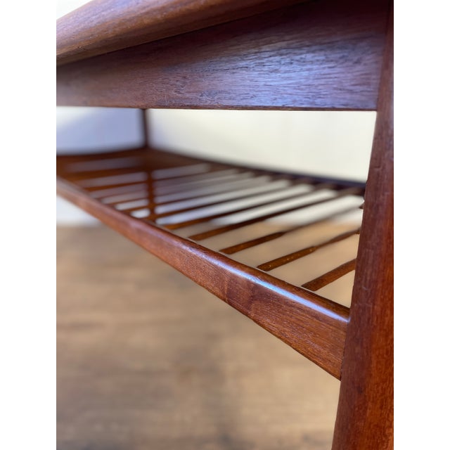 1960s Mid-Century Modern Danish Teak Coffee Table with Slatted Shelf, 1960s For Sale - Image 5 of 18