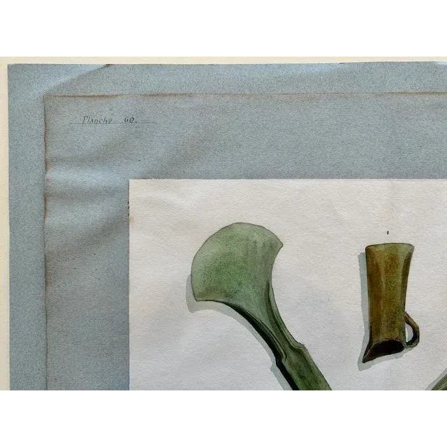 Early 20th Century Antique Austrian Museum Watercolor c.1900 Bronze Age Tools Scientific Art For Sale - Image 5 of 9