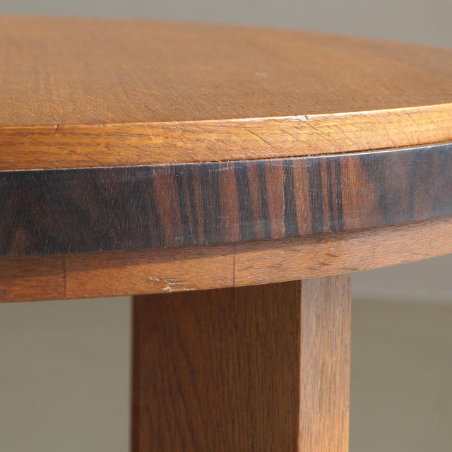 Dutch Art Deco Oak Table with Macassar Ebony Details, 1920s For Sale - Image 11 of 18
