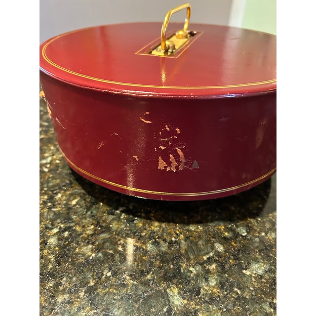 Mid 20th Century Mid 20th Century Revolving Wood Chip Holder Poker Chips With Leather Cover For Sale - Image 5 of 7