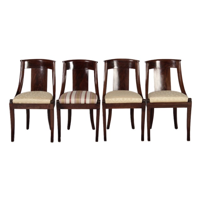 Antique Gondola Chairs in Mahogany, 1830, Set of 4 For Sale