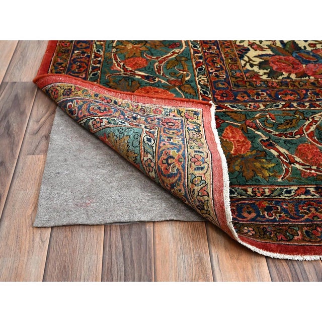 Red 1960 10'3"x13'5" Lemon Icing White Antique Persian Kashan Kork Wool Pile Oriental Rug For Sale - Image 8 of 12