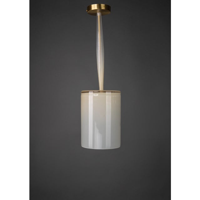 Fine Polished Satin Glass and Vanilla Artisan Glass Pendant Light by ZAVADKSI, 2023 For Sale - Image 4 of 4