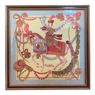 Professionally Framed Hermes 100% Silk Scarf For Sale