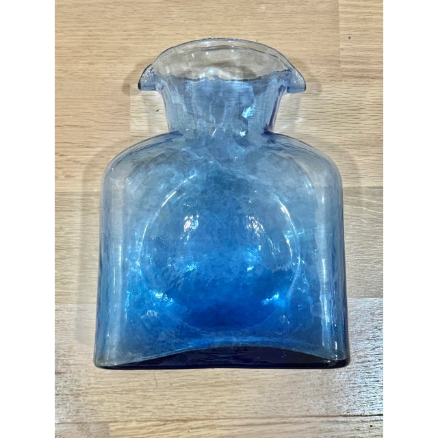 MCM Blue Blenko Glass Bottle For Sale - Image 10 of 10