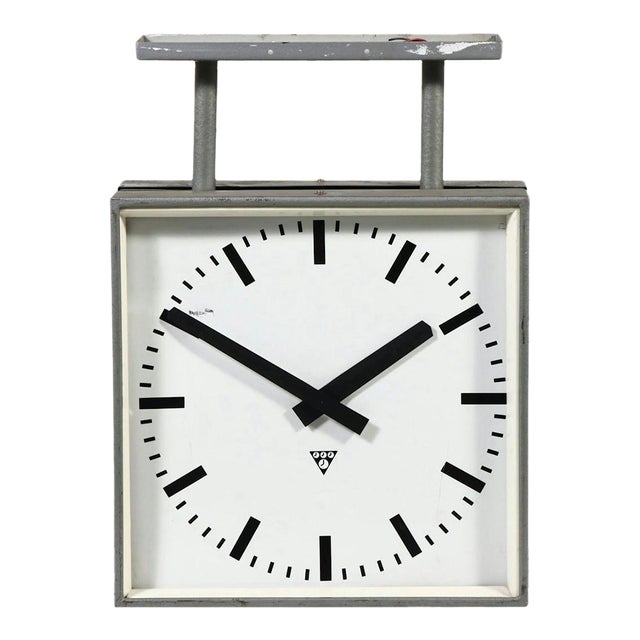 Pragotron Vintage Ceiling Clock Double Midcentury Retro Industrial Railroad Wall For Sale