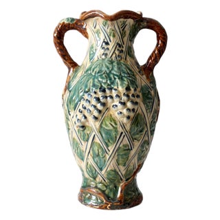 Vintage Majolica Grapevine Vase For Sale