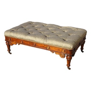 Large Vintage Theodore Alexander Tufted Bench Ottoman Coffee Table W Game Table For Sale