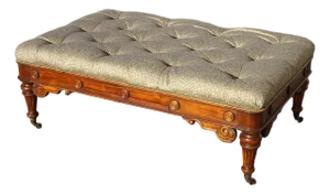 Large Vintage Theodore Alexander Tufted Bench Ottoman Coffee Table W Game Table