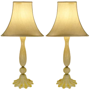 Murano Avventurina Italian Table Lamps - a Pair