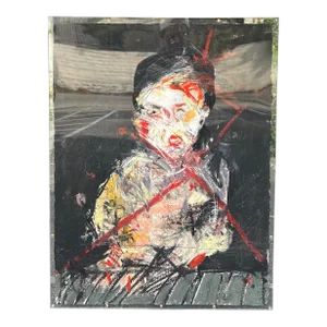 Original Michael Hafftka Expressionist Portrait Oil Painting on Paper