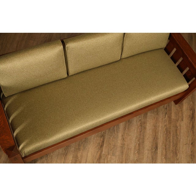 Custom Quality Mission Style Oak Settle Sofa For Sale - Image 13 of 18