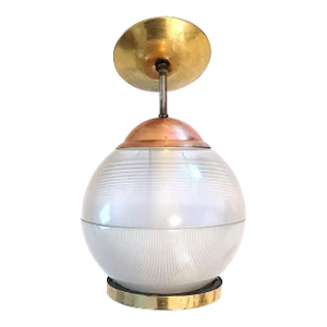 Vintage French Industrial Holophane Globe Pendant