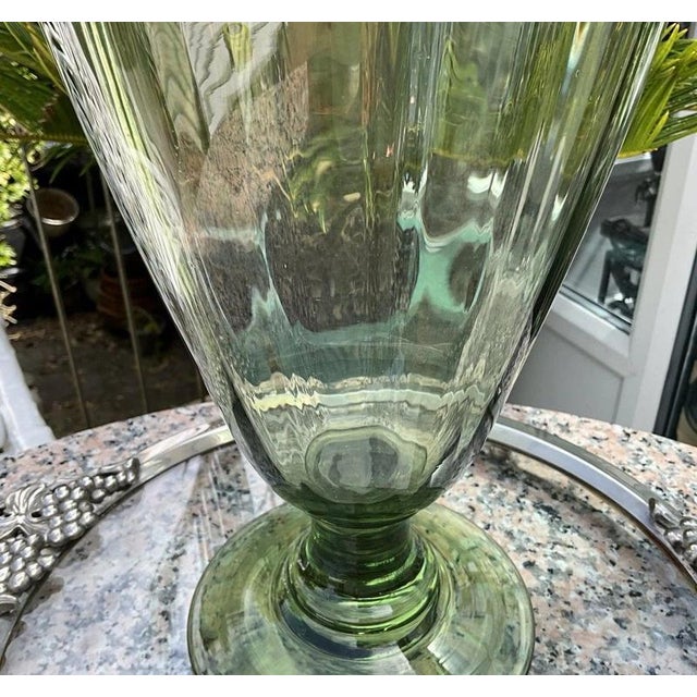 19th Century Antique Sea Green Ribbed Footed Vase by James Powell for Whitefriars, 1880s For Sale - Image 5 of 12