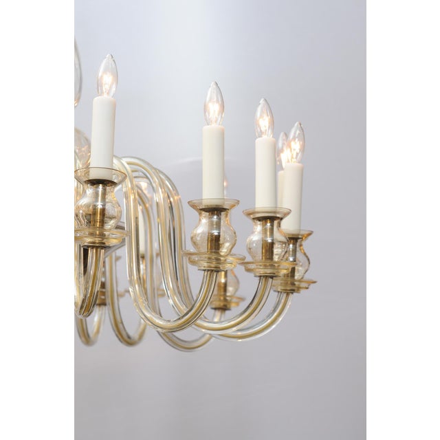 Metal 1960s 16-Light Amber Venetian Glass Chandelier, Italy For Sale - Image 7 of 18
