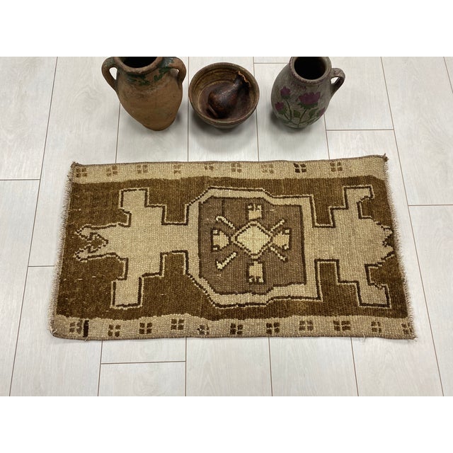 Turkish Small Antique Wool Carpet For Sale - Image 3 of 6